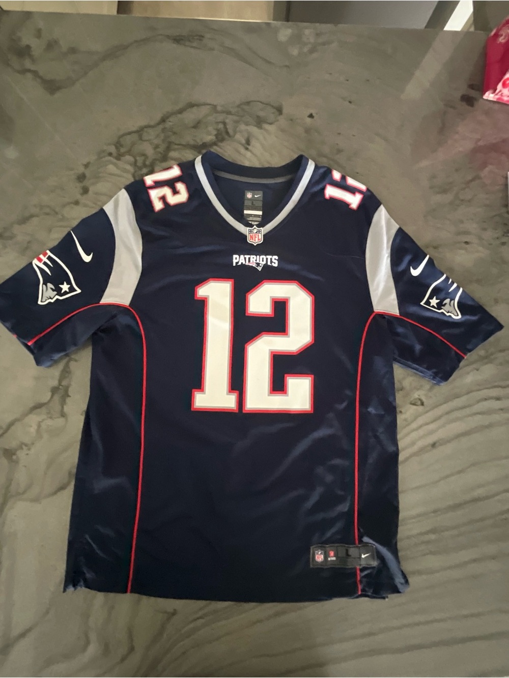 NFL New England Patriots Brady #12 Jersey -  Navy White Red Men’s Large